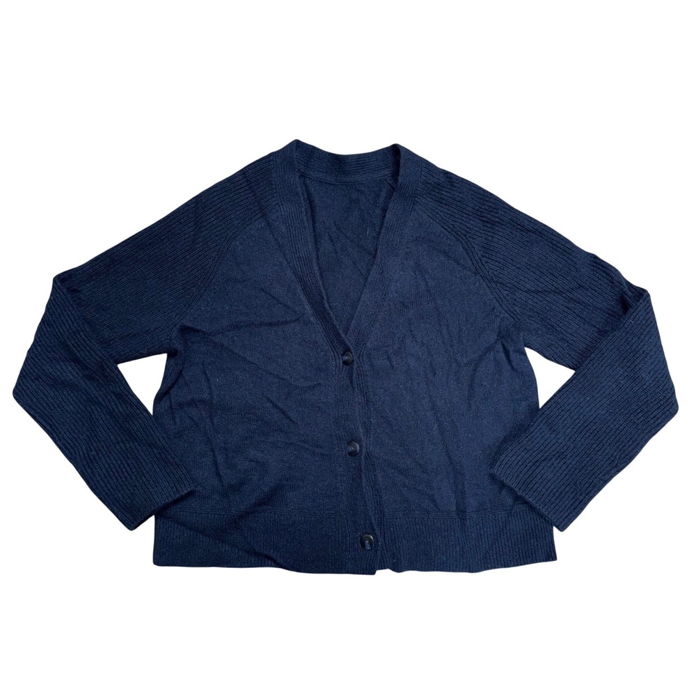 Lululemon Cardigan Sweater Women XL Navy Blue Excellent Ribbed Knit Raglan